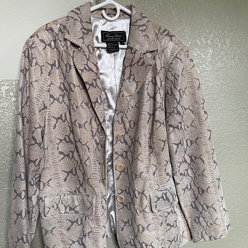 Terry Lewis Classic Luxuries Leather Jacket Snake Print
